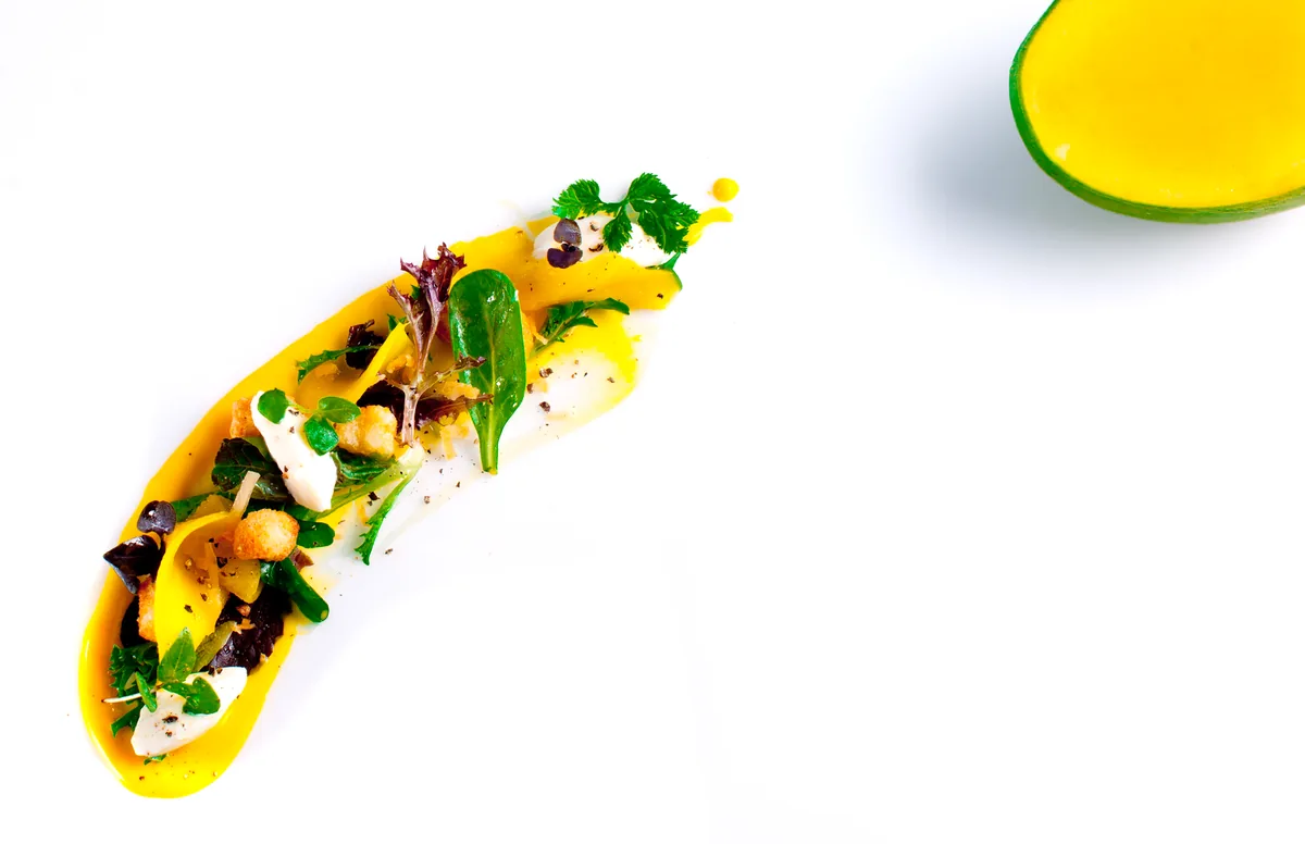 Mango salad presented at Marmalade in Old San Juan